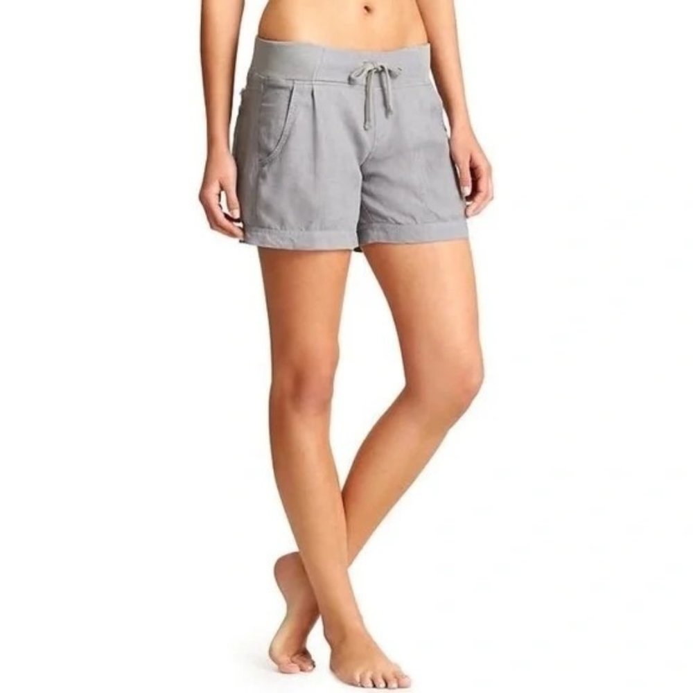 Athleta Linen Gray Creston Drawstring Shorts 6 - image 1